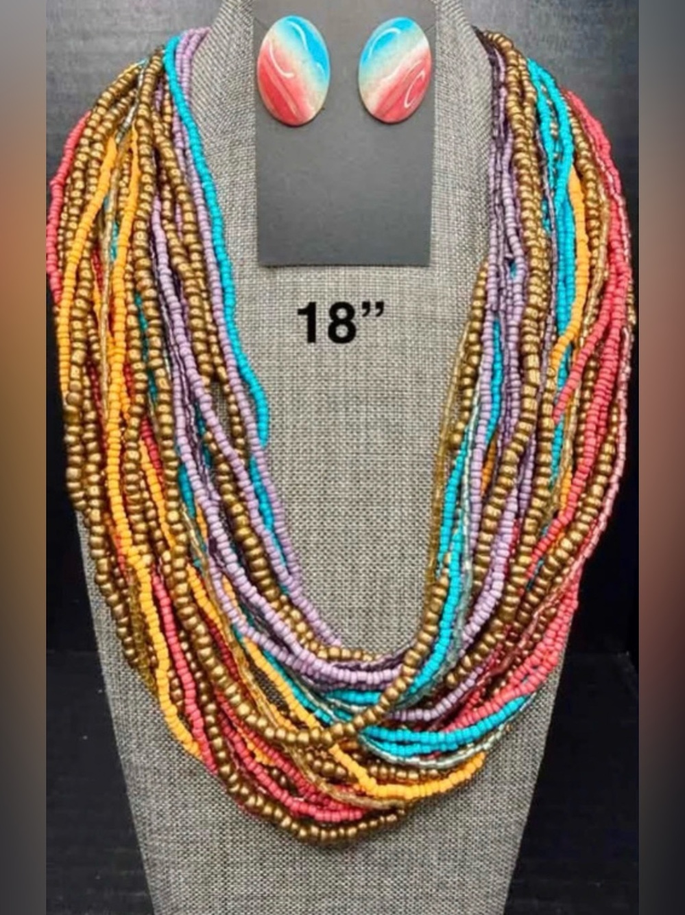 168. Multistrand Beaded Statement Necklace with Multicolor Beads